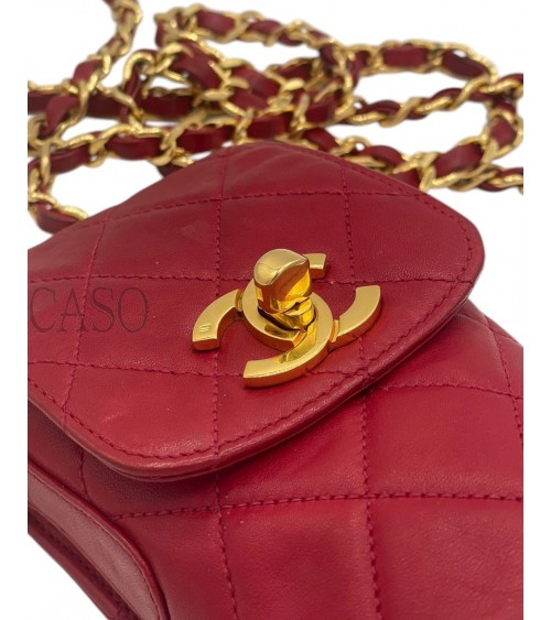 PORTA TELEFONO CHANEL VINTAGE IN PELLE ROSSA