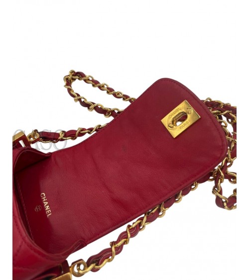PORTA TELEFONO CHANEL VINTAGE IN PELLE ROSSA