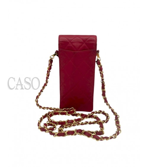 PORTA TELEFONO CHANEL VINTAGE IN PELLE ROSSA