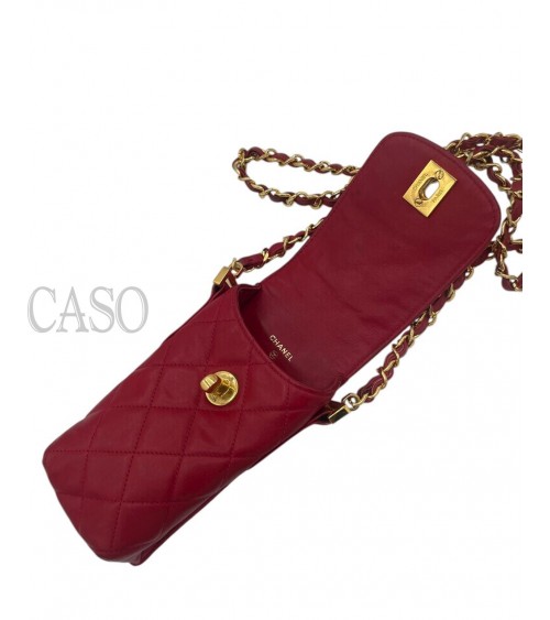 PORTA TELEFONO CHANEL VINTAGE IN PELLE ROSSA