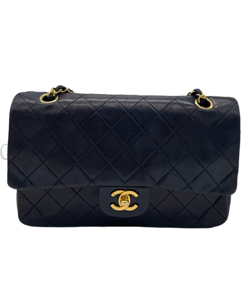 CHANEL VINTAGE MODELLO CLASSICO IN PELLE DI AGNELLO BLU