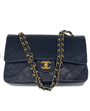 CHANEL VINTAGE MODELLO CLASSICO IN PELLE DI AGNELLO BLU