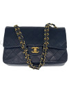 CHANEL VINTAGE MODELLO CLASSICO IN PELLE DI AGNELLO BLU