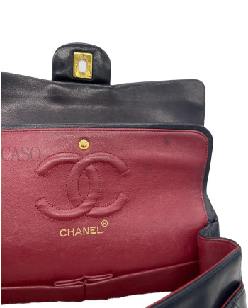 CHANEL VINTAGE MODELLO CLASSICO IN PELLE DI AGNELLO BLU