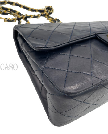 CHANEL VINTAGE MODELLO CLASSICO IN PELLE DI AGNELLO BLU