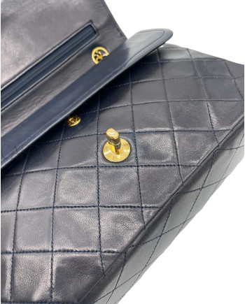 CHANEL VINTAGE MODELLO CLASSICO IN PELLE DI AGNELLO BLU
