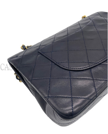 CHANEL VINTAGE MODELLO CLASSICO IN PELLE DI AGNELLO BLU