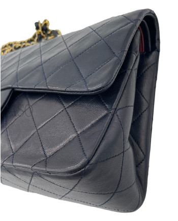 CHANEL VINTAGE MODELLO CLASSICO IN PELLE DI AGNELLO BLU