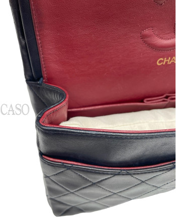 CHANEL VINTAGE MODELLO CLASSICO IN PELLE DI AGNELLO BLU