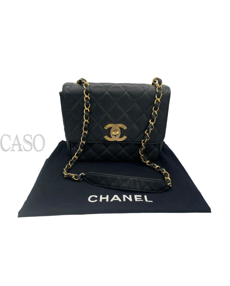 CHANEL VINTAGE BIG LOGO CAVIAR NERO