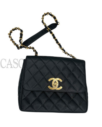 CHANEL VINTAGE BIG LOGO CAVIAR NERO