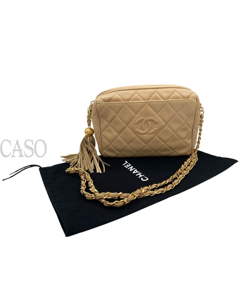 CAMERA BAG IN PELLE BEIGE