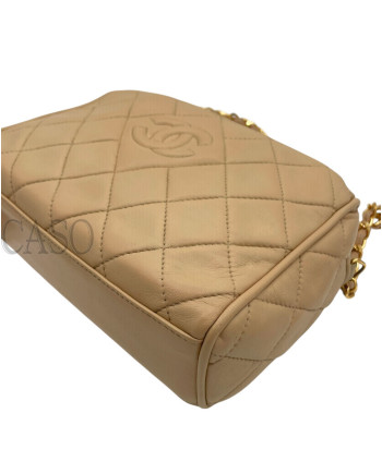 CAMERA BAG IN PELLE BEIGE
