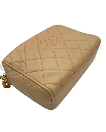 CAMERA BAG IN PELLE BEIGE