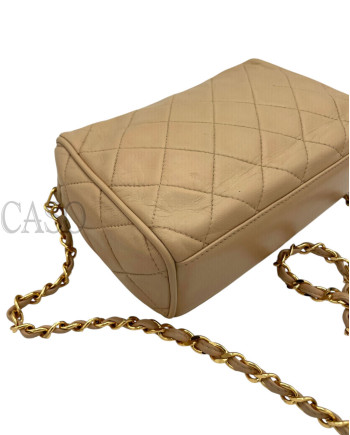 CAMERA BAG IN PELLE BEIGE