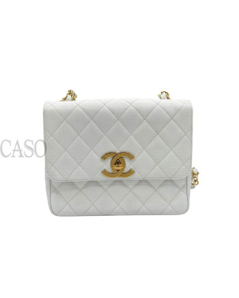 CHANEL VINTAGE BIG LOGO IN PELLE BIANCA