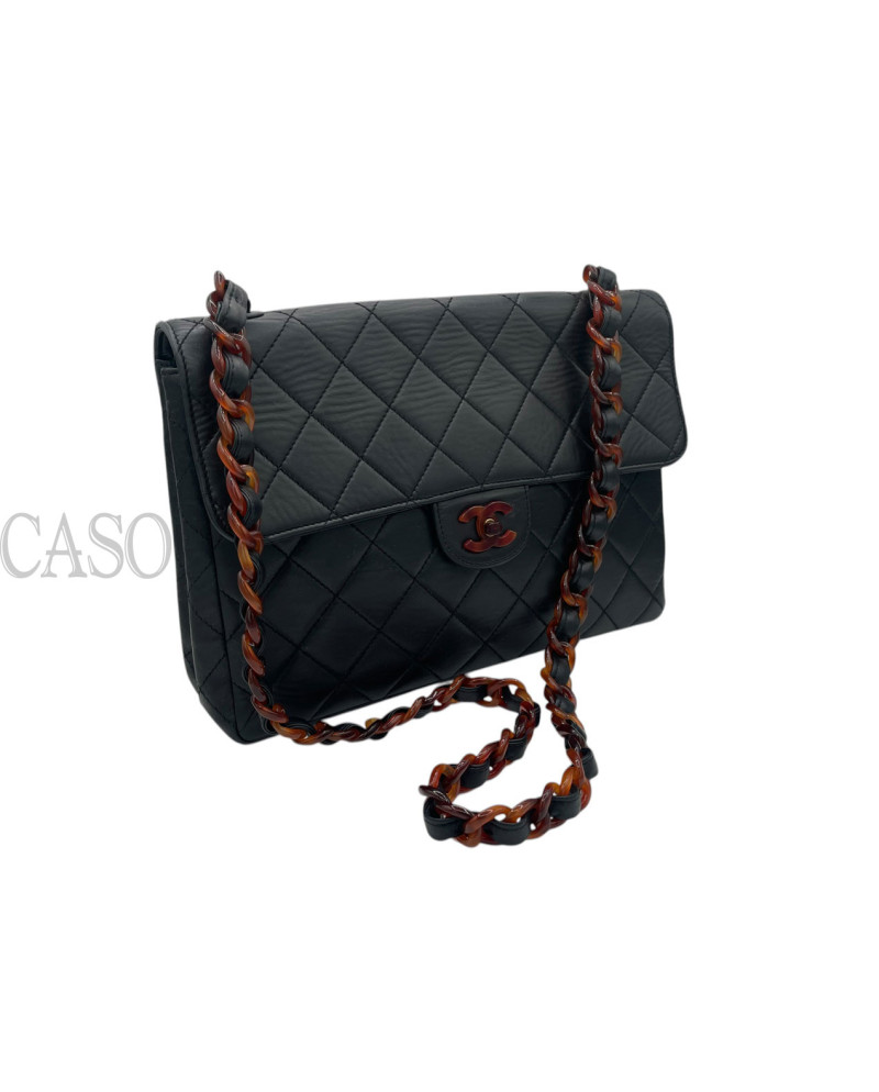 CHANEL JUMBO VINTAGE PELLE NERA E TORTOISE