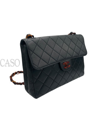 CHANEL JUMBO VINTAGE PELLE NERA E TORTOISE
