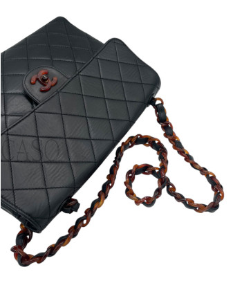 CHANEL JUMBO VINTAGE PELLE NERA E TORTOISE