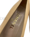 CHANEL VINTAGE DECOLLETE' IN PELLE BEIGE E PUNTA NERA