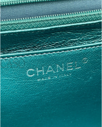 CHANEL VINTAGE MODELLO 2.55 IN PELLE VERDE PETROLIO