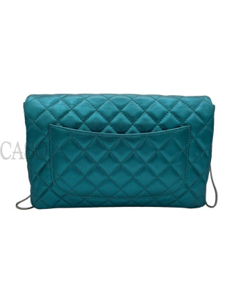 CHANEL VINTAGE MODELLO 2.55 IN PELLE VERDE PETROLIO