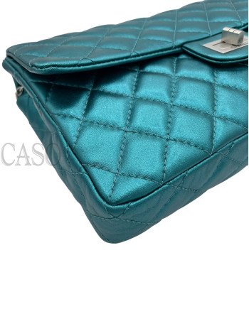 CHANEL VINTAGE MODELLO 2.55 IN PELLE VERDE PETROLIO