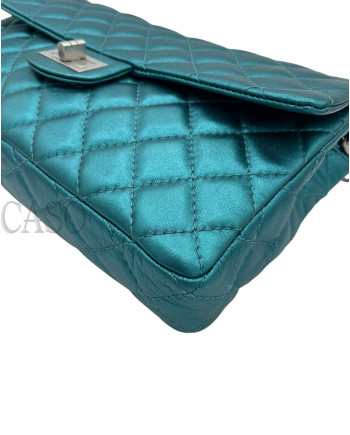 CHANEL VINTAGE MODELLO 2.55 IN PELLE VERDE PETROLIO