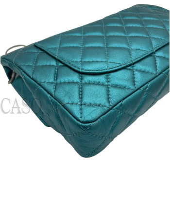 CHANEL VINTAGE MODELLO 2.55 IN PELLE VERDE PETROLIO