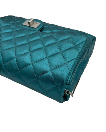 CHANEL VINTAGE MODELLO 2.55 IN PELLE VERDE PETROLIO