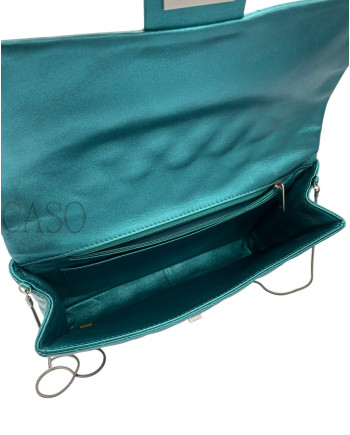 CHANEL VINTAGE MODELLO 2.55 IN PELLE VERDE PETROLIO