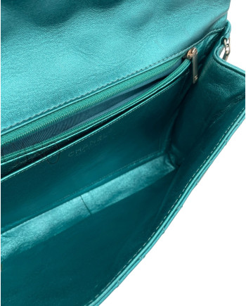 CHANEL VINTAGE MODELLO 2.55 IN PELLE VERDE PETROLIO