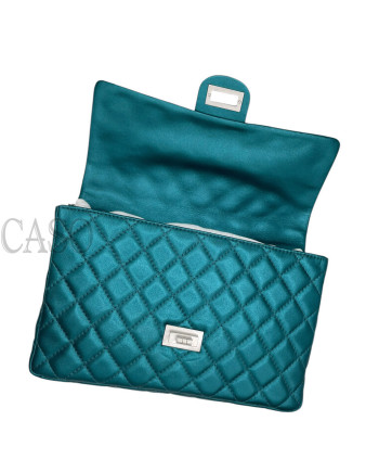 CHANEL VINTAGE MODELLO 2.55 IN PELLE VERDE PETROLIO
