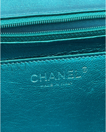 CHANEL VINTAGE MODELLO 2.55 IN PELLE VERDE PETROLIO