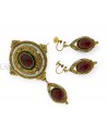 ANTICA PARURE IN ORO CON GRANATI E SMALTI