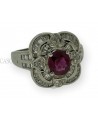ANELLO VINTAGE IN ORO CON BELLISSIMO RUBINO E DIAMANTI