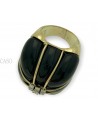 MAXI ANELLO VINTAGE IN ORO GIALLO CON ONICE E PICCOLI DIAMANTI TONDI