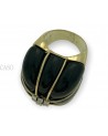 MAXI ANELLO VINTAGE IN ORO GIALLO CON ONICE E PICCOLI DIAMANTI TONDI