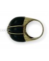 MAXI ANELLO VINTAGE IN ORO GIALLO CON ONICE E PICCOLI DIAMANTI TONDI