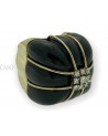 MAXI ANELLO VINTAGE IN ORO GIALLO CON ONICE E PICCOLI DIAMANTI TONDI