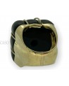 MAXI ANELLO VINTAGE IN ORO GIALLO CON ONICE E PICCOLI DIAMANTI TONDI