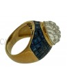 ANELLO IN ORO CON ZAFFIRI E CRISTALLO FIRMATO SABBADINI