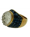 ANELLO IN ORO CON ZAFFIRI E CRISTALLO FIRMATO SABBADINI