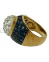 ANELLO IN ORO CON ZAFFIRI E CRISTALLO FIRMATO SABBADINI