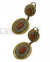 ORECCHINI VINTAGE IN ORO GIALLO CON BRILLANTI E CORALLI