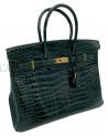 BIRKIN IN COCCODRILLO POROSUS VERT FONCE