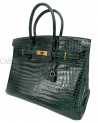 BIRKIN IN COCCODRILLO POROSUS VERT FONCE