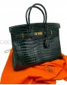 BIRKIN IN COCCODRILLO POROSUS VERT FONCE