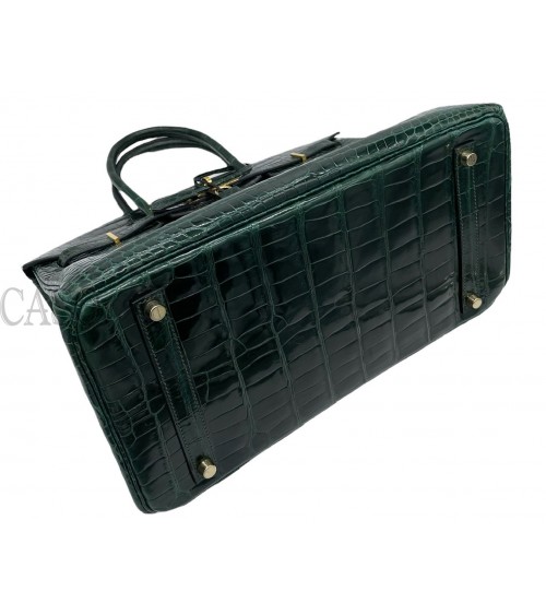 BIRKIN IN COCCODRILLO POROSUS VERT FONCE