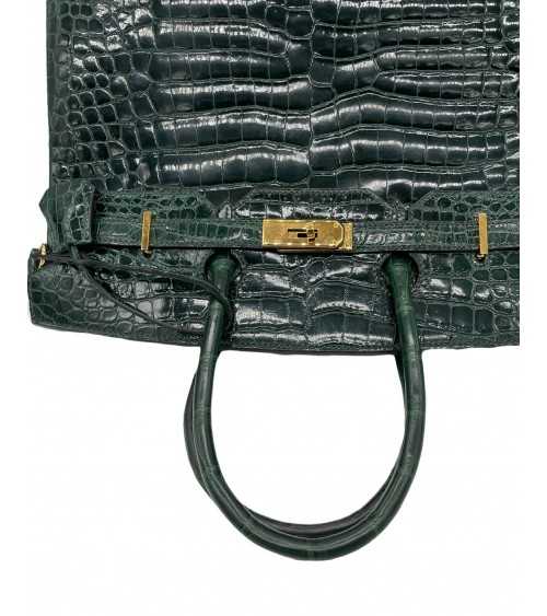 BIRKIN IN COCCODRILLO POROSUS VERT FONCE